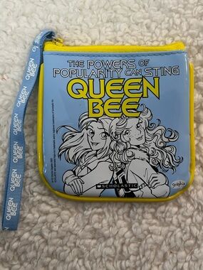 Scholastic "Queen Bee" Blue and Yellow Wristlet Pouch